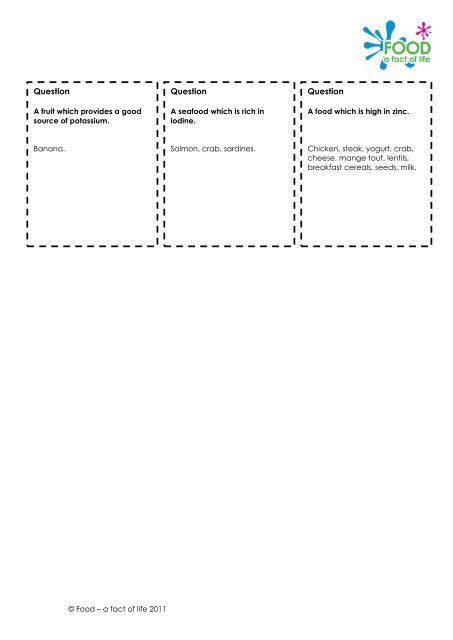 Bingo game questions.pdf - Food a fact of life