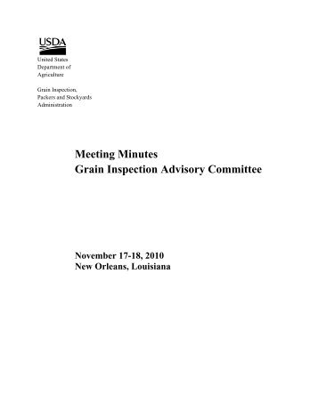 Meeting Minutes Grain Inspection Advisory Committee