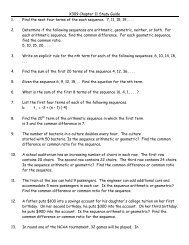 X309 Chapter 11 Study Guide 1. Find the next four terms of the each ...
