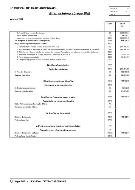 Bilan schéma abrégé BNB - La Foire de Libramont