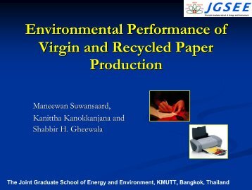 Environmental Performance of Virgin and Recycled Paper Production