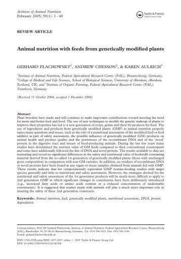 Animal nutrition with feeds from genetically modified plants - Cib