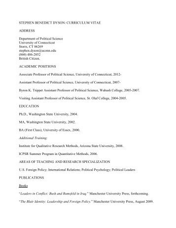 Dyson CV June 2013 - Department of Political Science - University ...