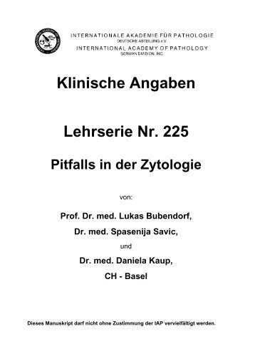 Klinische Angaben Lehrserie Nr. 225 Pitfalls in der ... - Iap-bonn.de