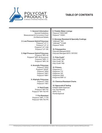 ^Polyurea Catalog (09-08).PMD - Polycoat Products