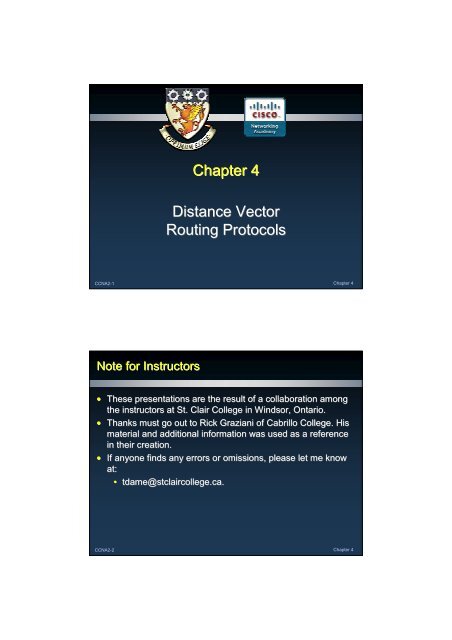 Chapter 4 Distance Vector Routing Protocols