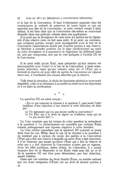 Avis consultatif du 28 mai 1951 - Cour international de Justice