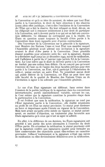 Avis consultatif du 28 mai 1951 - Cour international de Justice