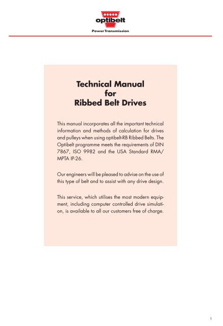 Technical Manual for Ribbed Belt Drives