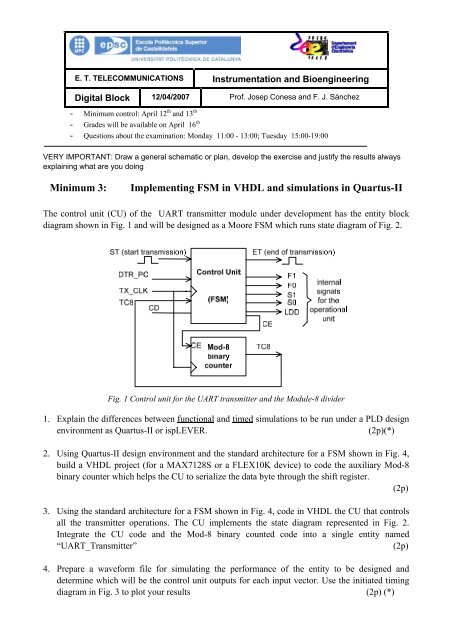 Minimum 3: Implementing FSM in VHDL and simulations in Quartus-II