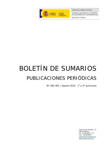 BOLETÍN DE SUMARIOS - Ministerio de Empleo y Seguridad Social