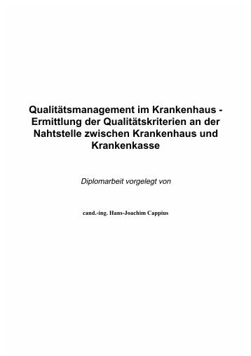 Qualitätsmanagement im Krankenhaus - Ermittlung der ...