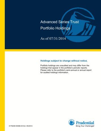 AST Advanced Strategies Portfolio (continued) - Prudential Annuities