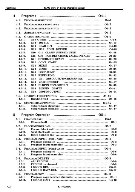 User's Manual - Kitagawa Europe