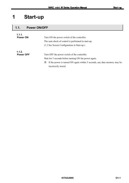 User's Manual - Kitagawa Europe