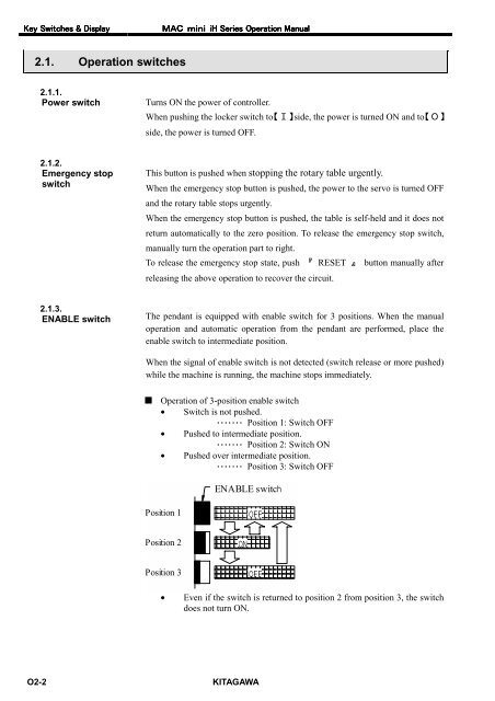 User's Manual - Kitagawa Europe