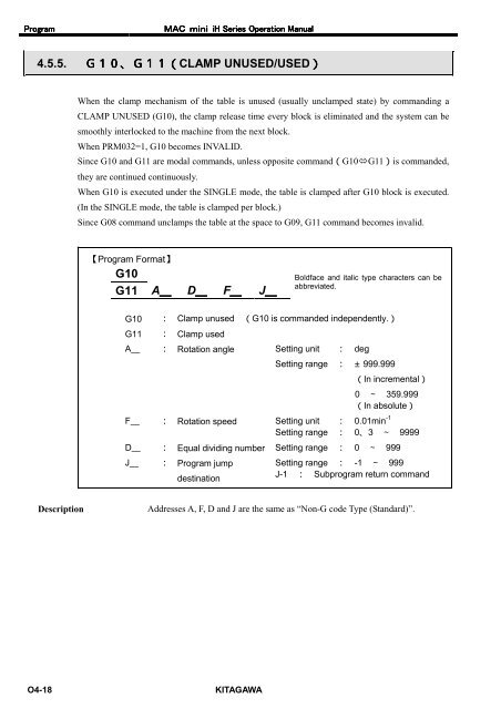 User's Manual - Kitagawa Europe