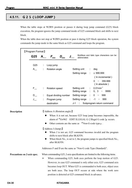 User's Manual - Kitagawa Europe