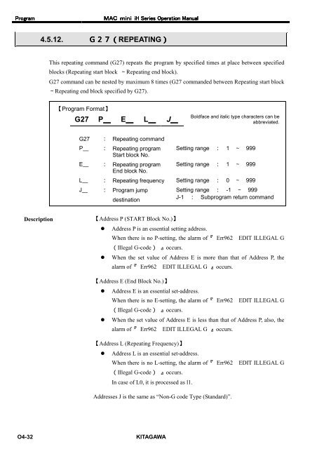 User's Manual - Kitagawa Europe