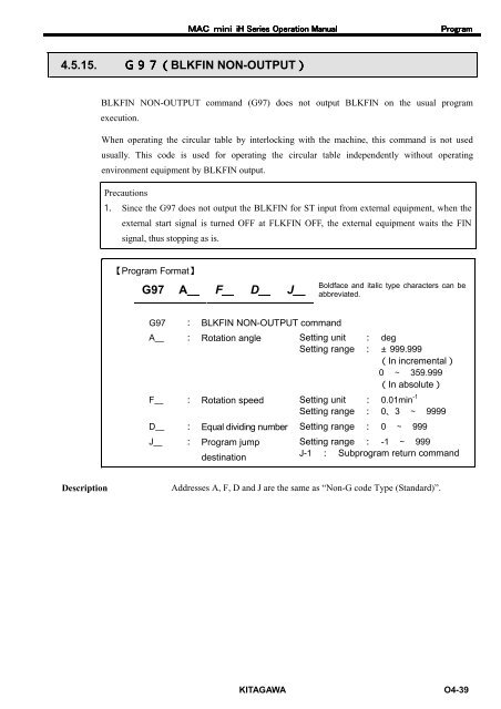 User's Manual - Kitagawa Europe