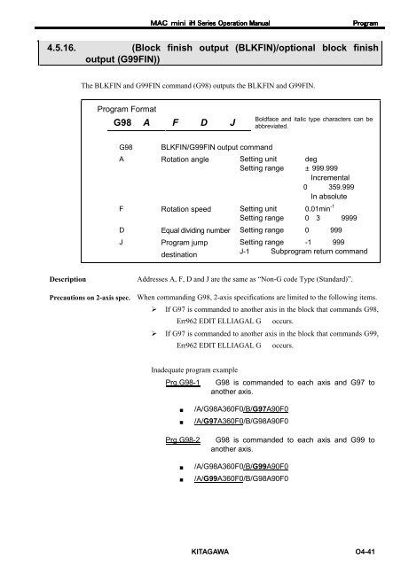 User's Manual - Kitagawa Europe