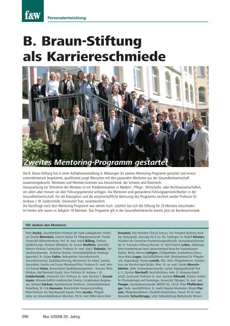 Zweites Mentoring-Programm Gestartet - B. Braun Stiftung