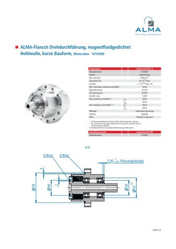 ALMA-Flansch DrehdurchfÃ¼hrung, magnetfluidgedichtet Hohlwelle ...