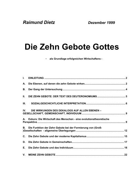 Die Zehn Gebote Gottes - dr. raimund dietz