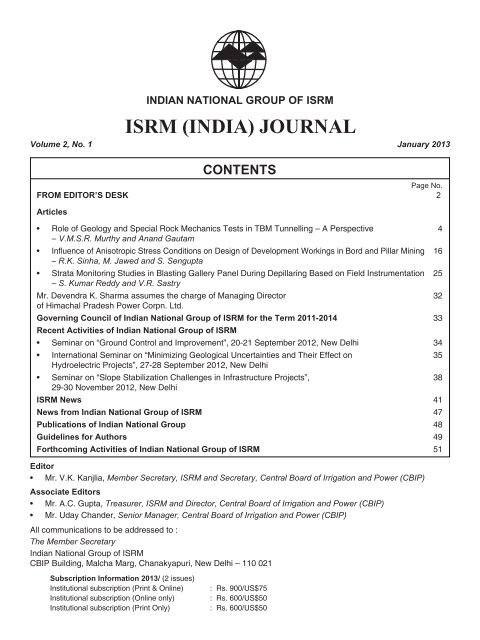 The 3rd issue of the journal, Vol.2, N. 1, January-June 2013 ... - ISRM