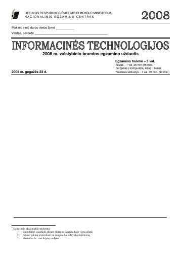 2008 m. valstybinio brandos egzamino uÅ¾duotis - Nacionalinis ...
