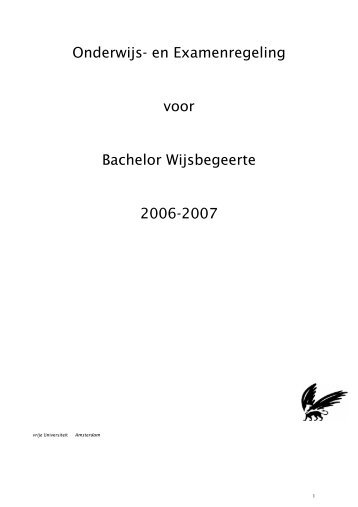 OER bachelor Wijsbegeerte 2006-2007 - Faculteit der Wijsbegeerte ...