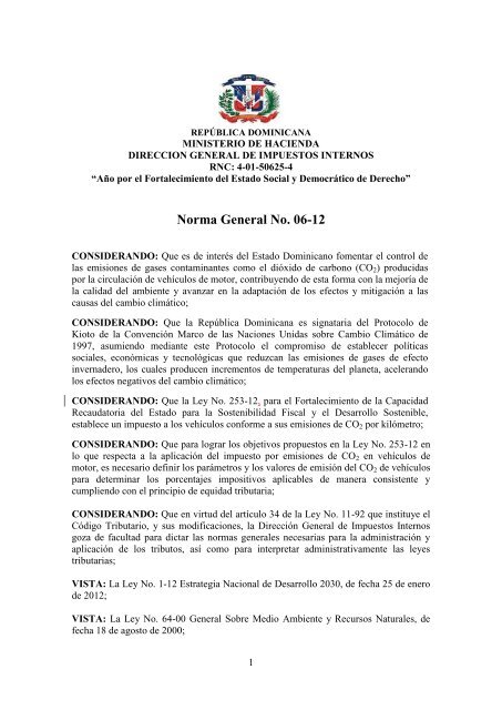 Norma General No. 06-12 - Direccion General de Impuestos Internos