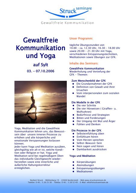 Gewaltfreie Kommunikation und Yoga - Norbert Struck Seminare