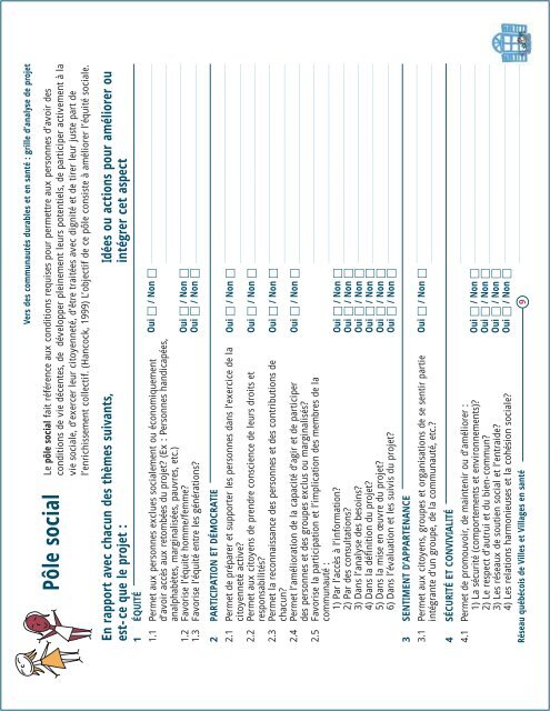 Vers des communautés durables et en santé : grille d'analyse de ...