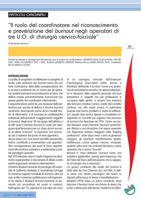 âIl ruolo del coordinatore nel riconoscimento e prevenzione ... - Ipasvi