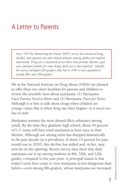 Marijuana Facts Parents Need to Know PDF - ADAI Library