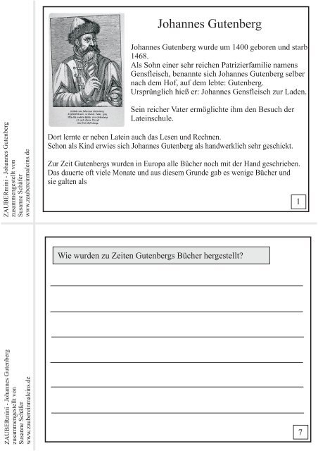 Johannes Gutenberg - Zaubereinmaleins