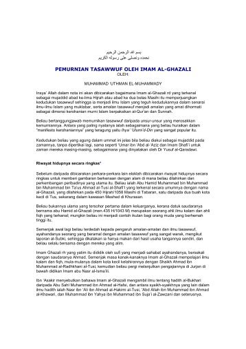 PEMURNIAN TASAWWUF OLEH IMAM AL-GHAZALI - NikNasri.com