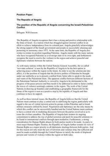 Position Paper: The Republic of Angola The position of ... - ViaMUN