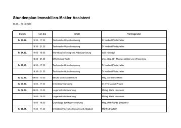 Stundenplan Immobilien-Makler Assistent