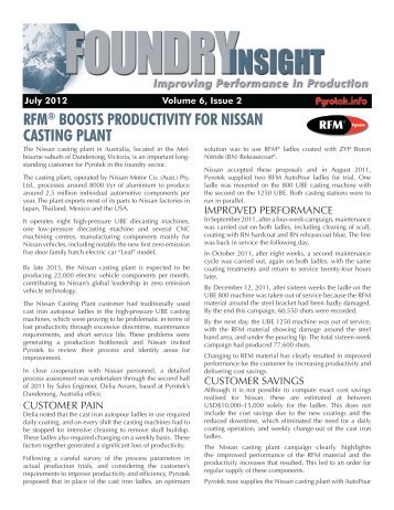 RFM Boosts Productivity for Nissan Casting Plant - Pyrotek