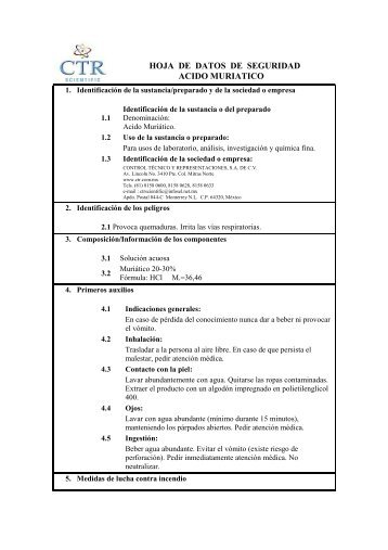 Acido Muriatico MSDS - CTR Scientific