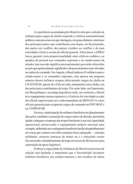 O Brasil e as Operações de Manutenção da Paz das ... - Funag