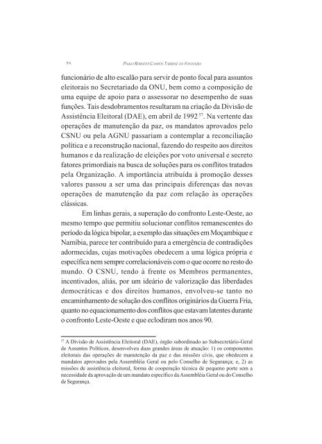 O Brasil e as Operações de Manutenção da Paz das ... - Funag