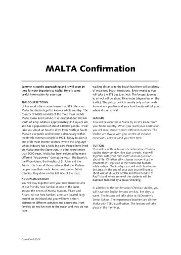 Malta - Student Letter Confirmation - STS