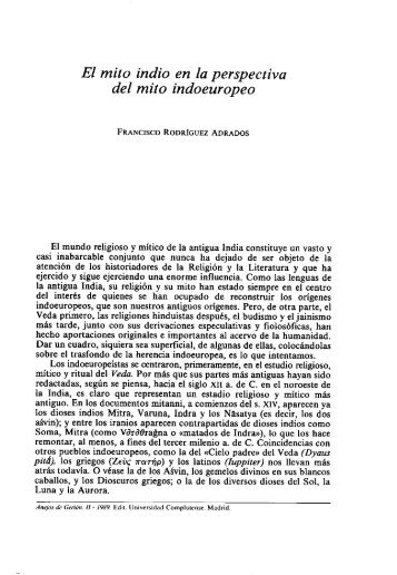 El mito indio en la perspectiva del mito indoeuropeo