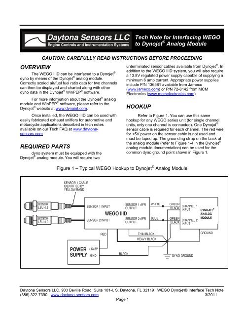 WEGO DynojetÂ® Interface Tech Note - Daytona Sensors LLC