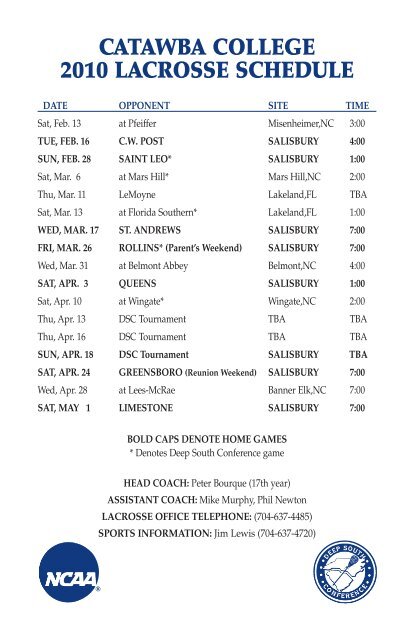 2010 Catawba College Lacrosse