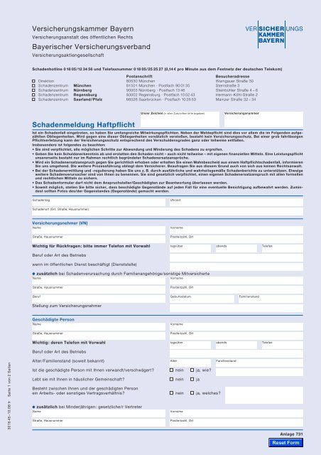 Schadenmeldung Haftpflicht Versicherungskammer Bayern ...