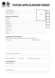 Malta Tutor Application Form - STS